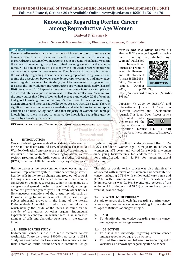 international journal of trend in scientific