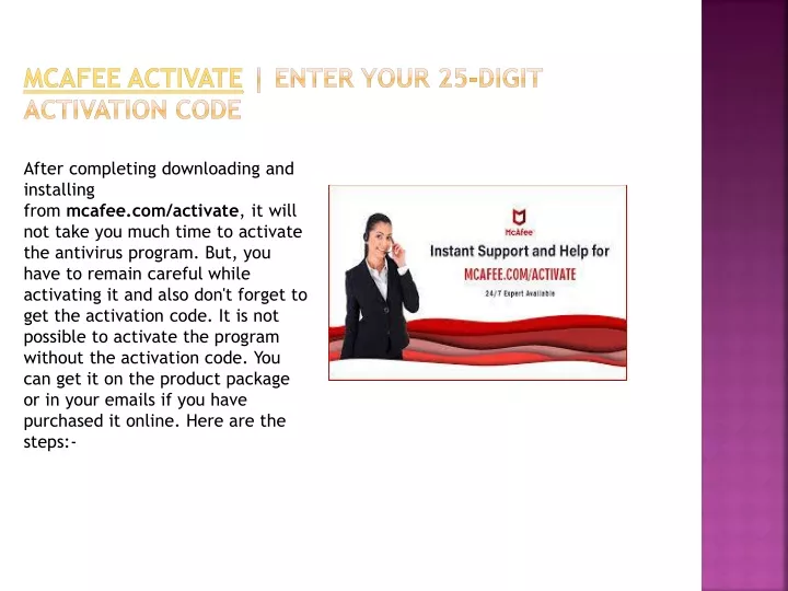 mcafee activate enter your 25 digit activation code
