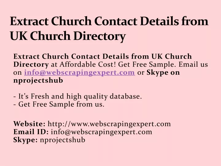 extract church contact details from uk church directory