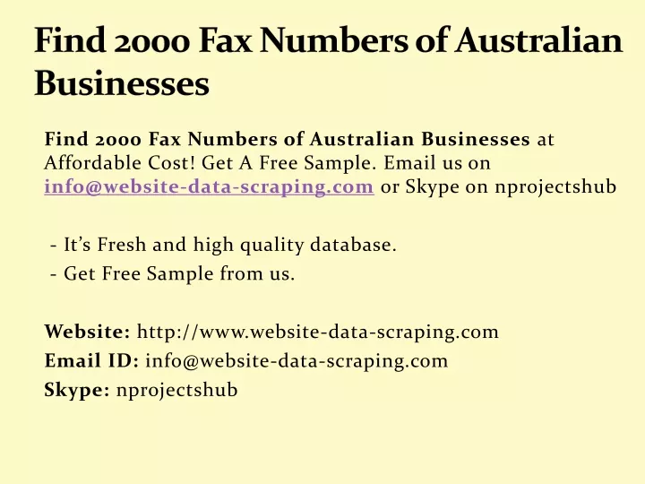 find 2000 fax numbers of australian businesses