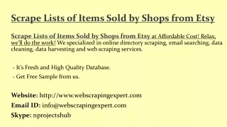 scrape lists of items sold by shops from etsy
