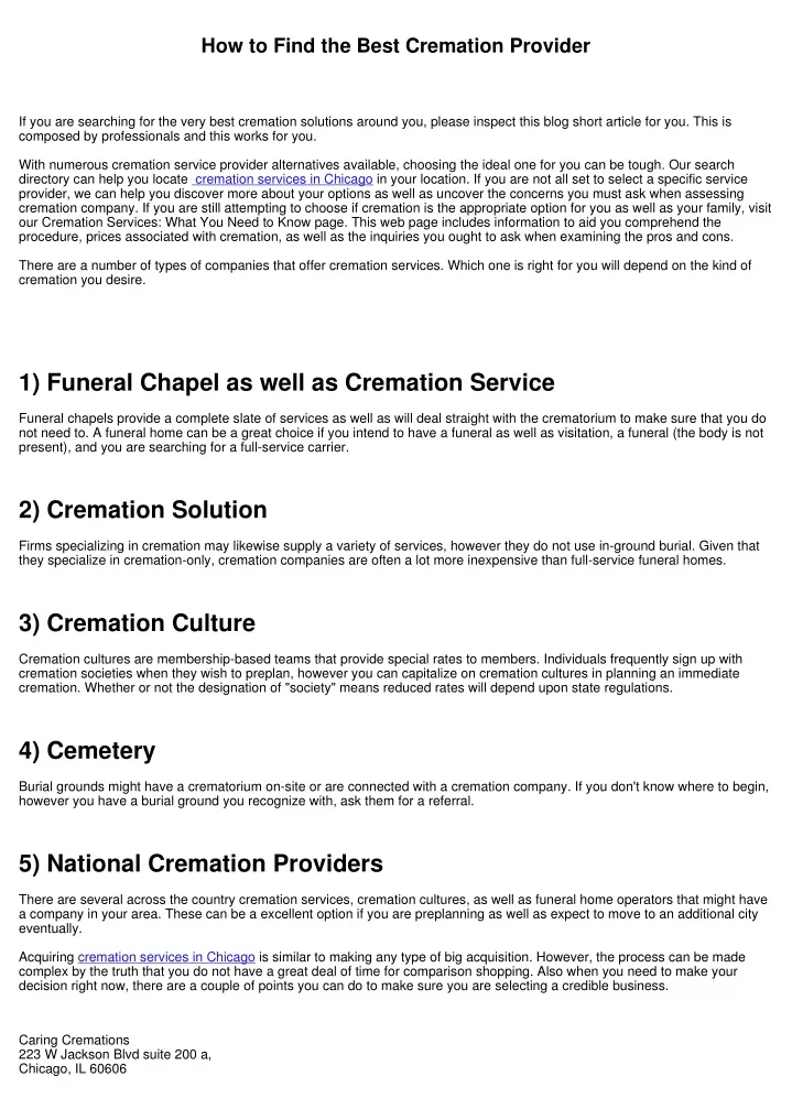 how to find the best cremation provider
