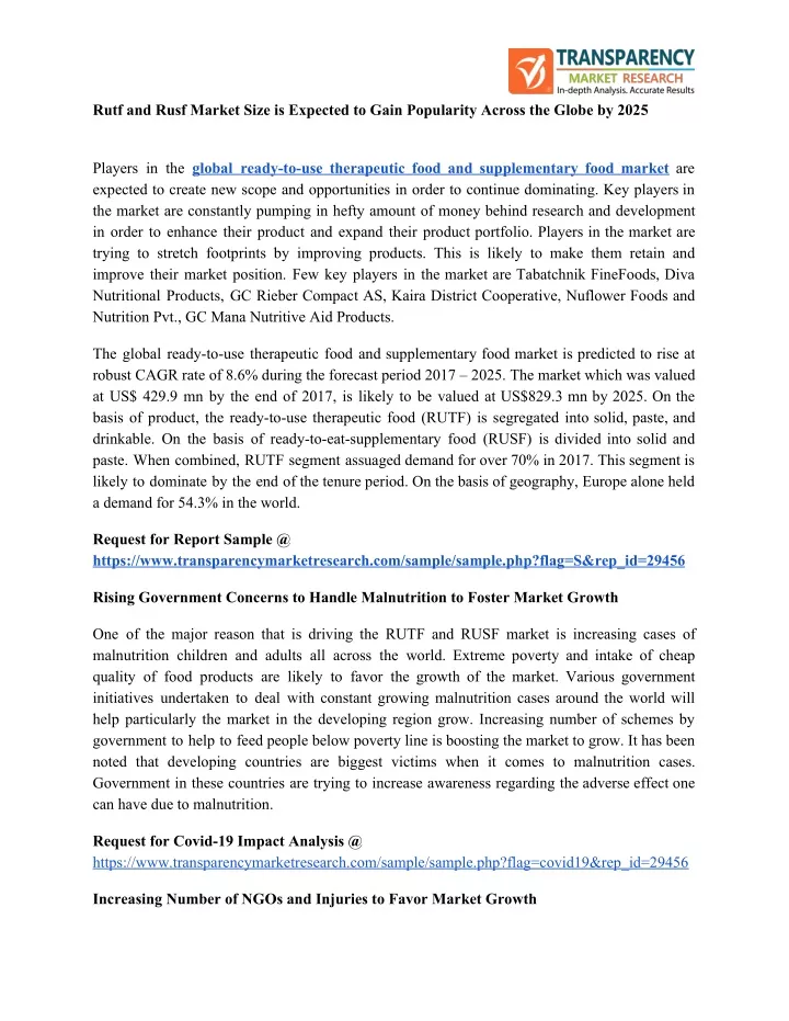 rutf and rusf market size is expected to gain