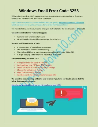 windows email error code 3253