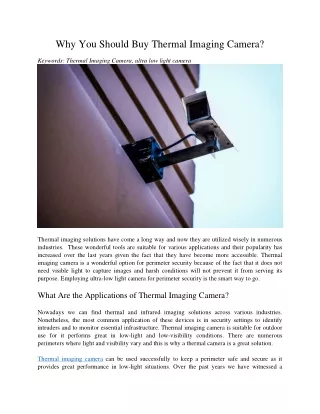 why you should buy thermal imaging camera