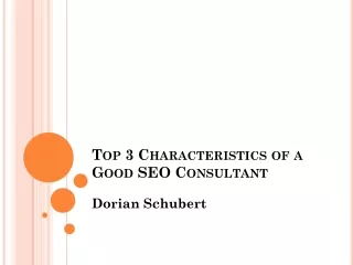 Dorian Schubert - 3 Necessary Qualities of an SEO Expert