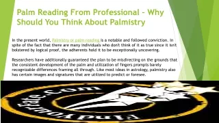 Palm Reading From Professional – Why Should You Think About Palmistry