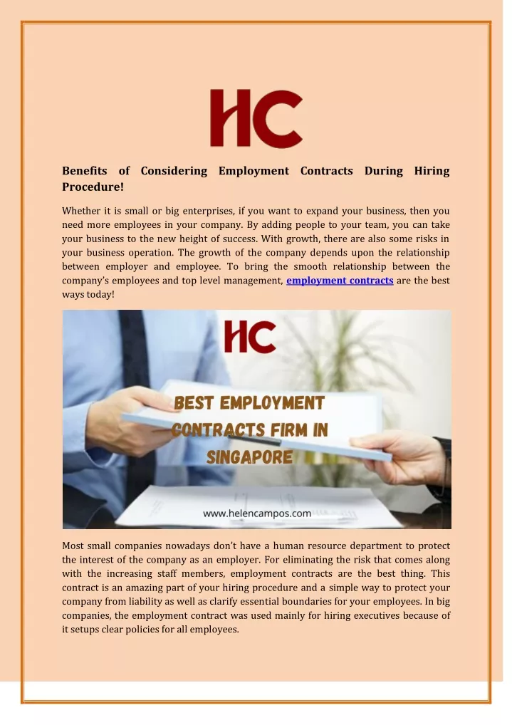 benefits of considering employment contracts