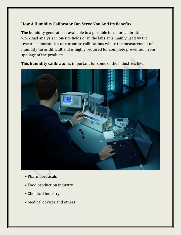 how a humidity calibrator can serve