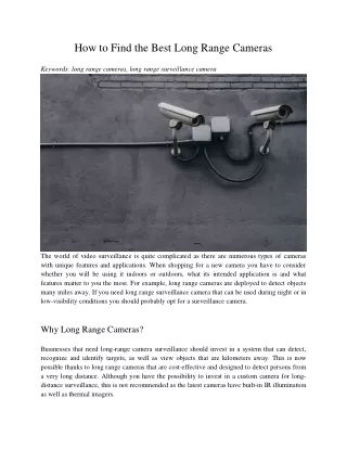how to find the best long range cameras