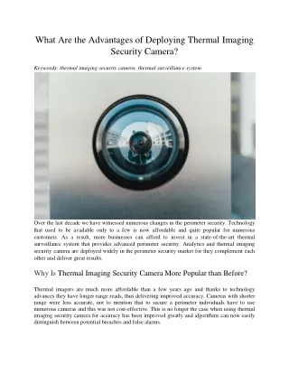 what are the advantages of deploying thermal