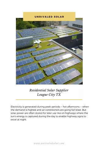 Residential Solar Supplier League City TX | Unrivaled Solar