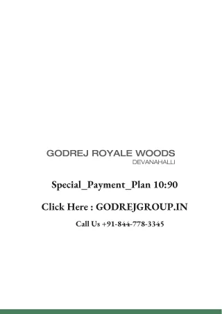 Godrej Royale Woods | Our Presence Bangalore | Lockdown Offer 10:90 | Brochure,PDF