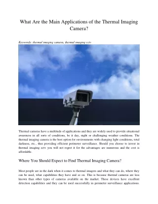what are the main applications of the thermal