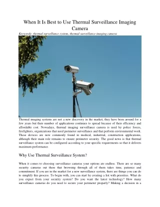 when it is best to use thermal surveillance