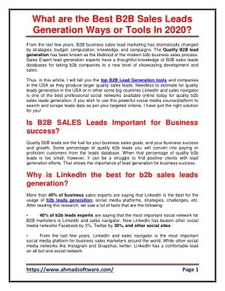what are the best b2b sales leads generation ways