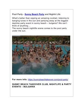 Pool Party - Sunny Beach Nightlife and Party Events