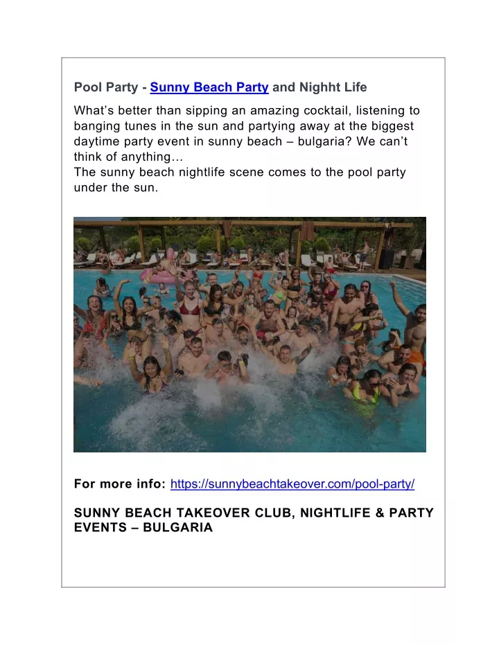 pool party sunny beach party and nighht life