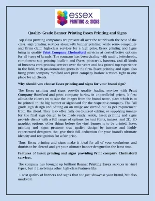Quality Grade Banner Printing Essex Printing and Signs