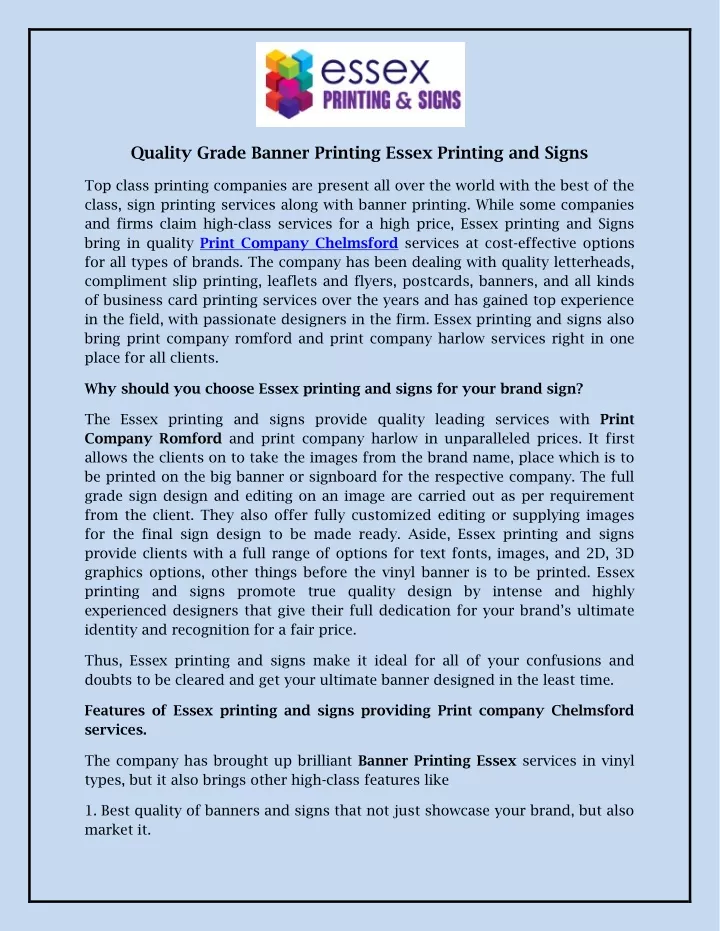 quality grade banner printing essex printing