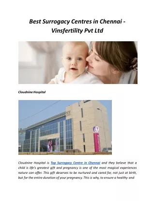 Best Surrogacy Centres in Chennai - Vinsfertility Pvt Ltd