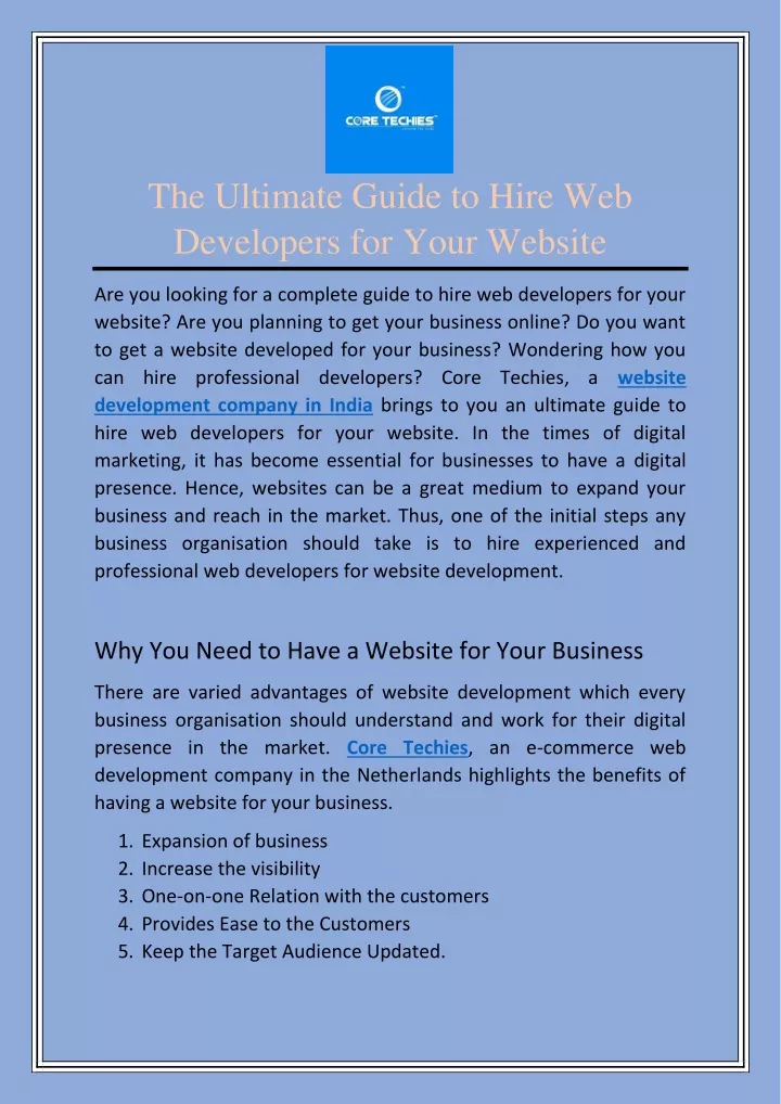 the ultimate guide to hire web developers