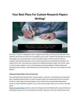 Your Best Place For Custom Research Papers Writing