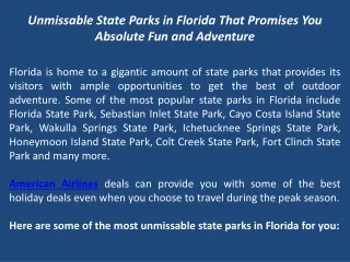 Unmissable State Parks in Florida That Promises You Absolute Fun and Adventure