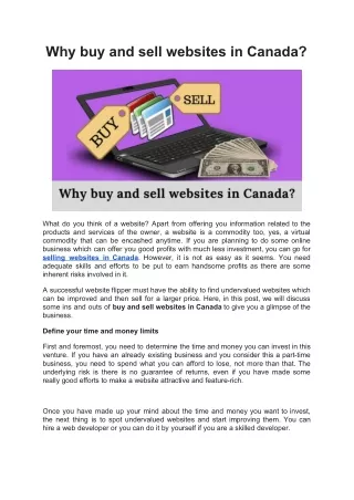 Why buy and sell websites in Canada?