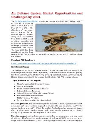 Air Defense System Market Opportunities and Challenges by 2024