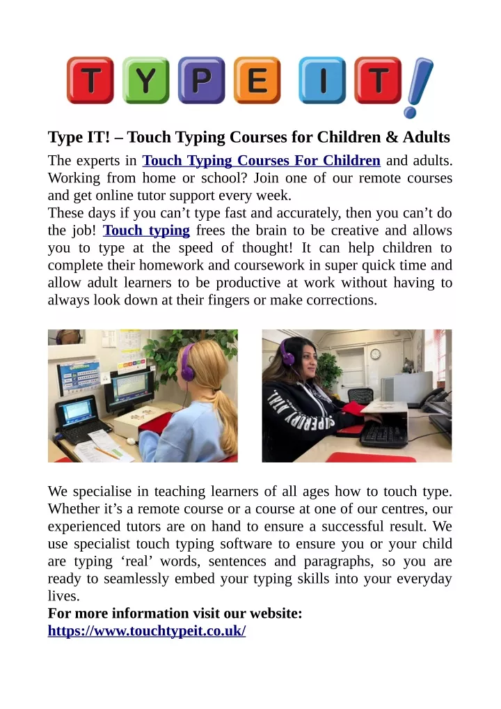 type it touch typing courses for children adults