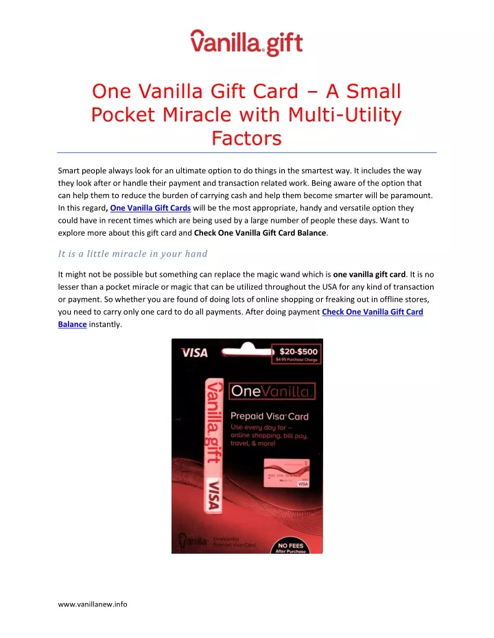 one vanilla gift card a small pocket miracle with