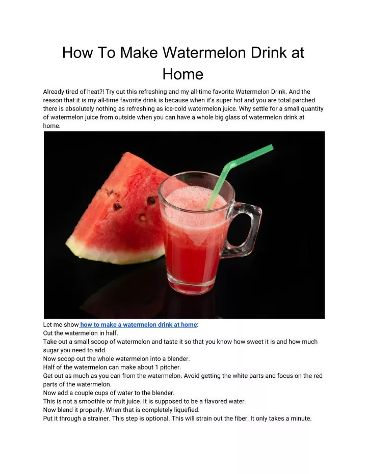 how to make watermelon drink at home