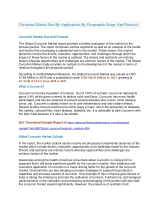 curcumin market size by application by geographic