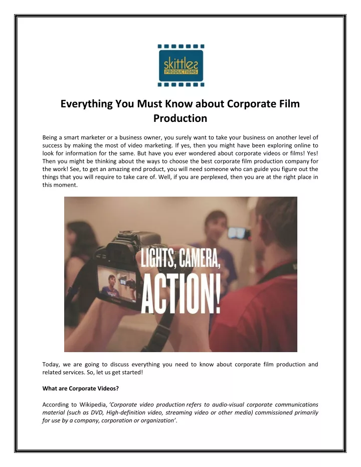 everything you must know about corporate film