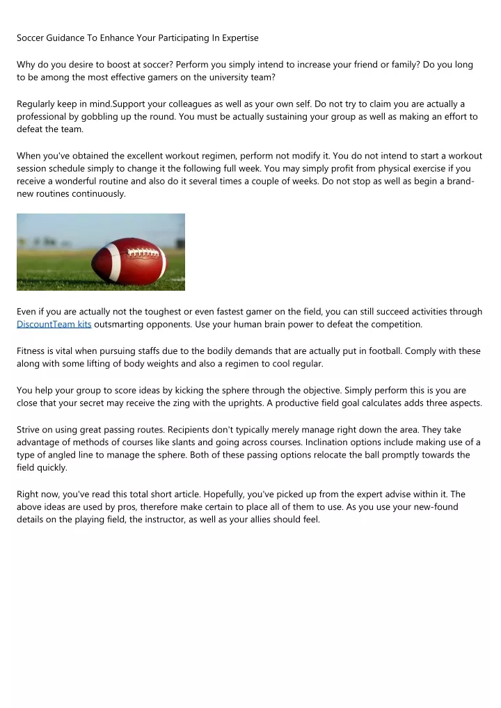 soccer guidance to enhance your participating