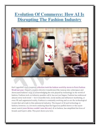 Evolution Of Commerce like How AI Is Disrupting The Fashion Industry