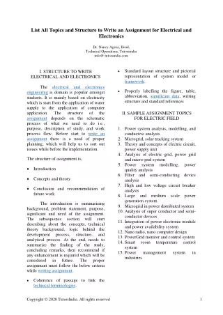 list all topics and structure to write