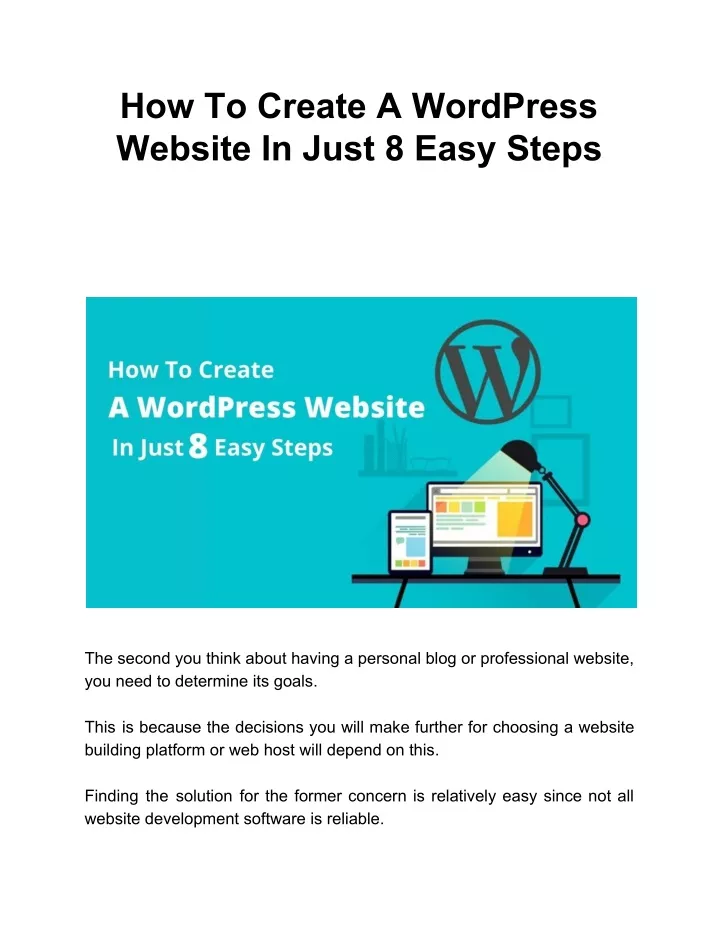 how to create a wordpress website in just 8 easy