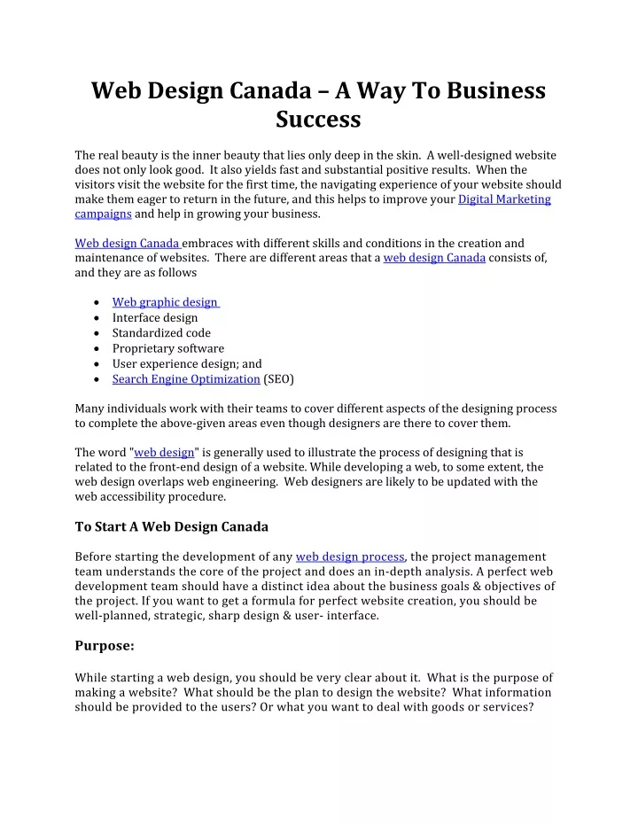 web design canada a way to business success