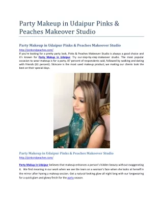 Party Makeup in Udaipur Pinks & Peaches Makeover Studio