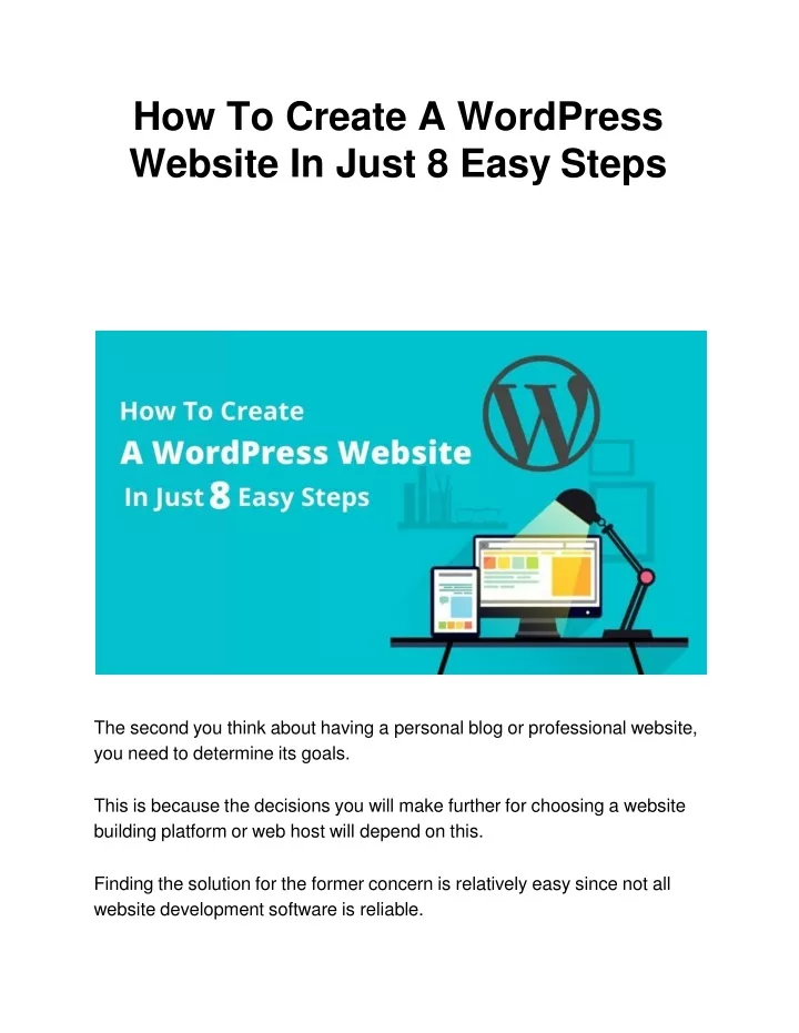 how to create a wordpress website in just 8 easy steps