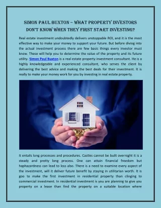 Simon Paul Buxton – What Property Investors don’t Know When they first start investing