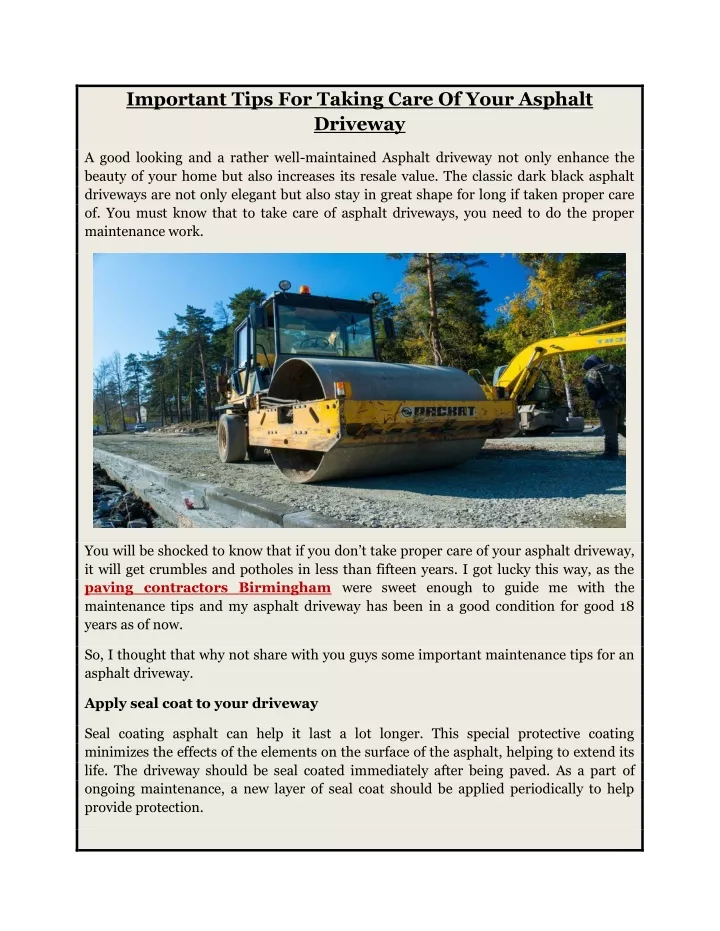 important tips for taking care of your asphalt