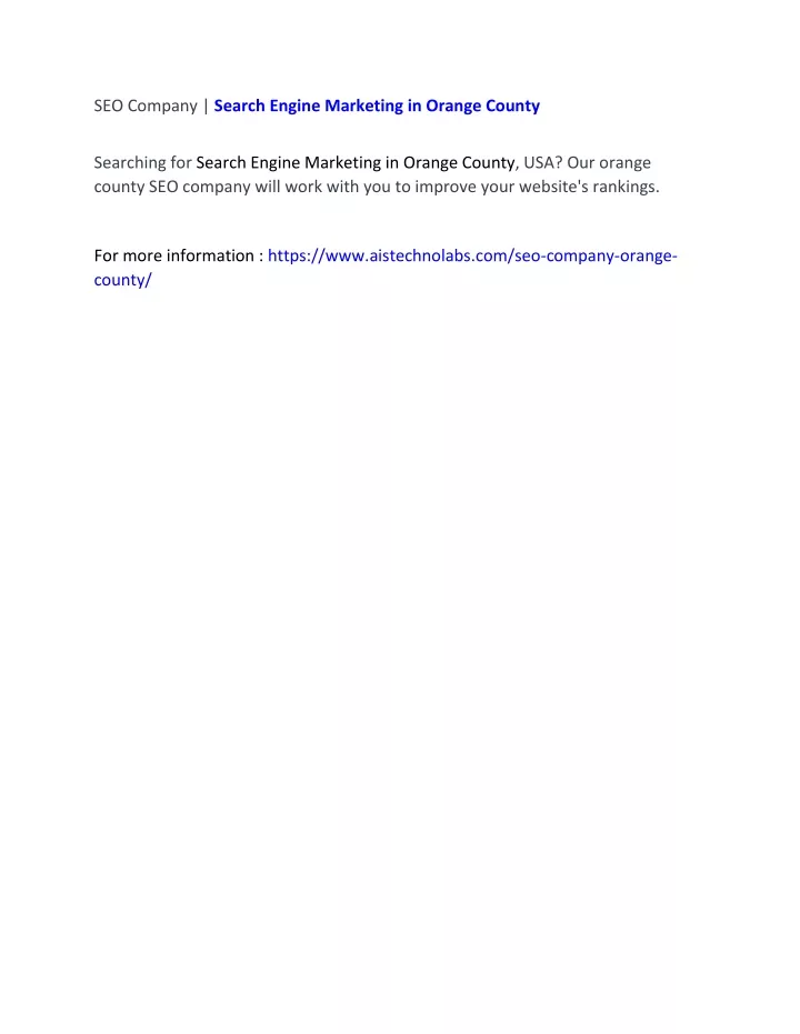 seo company search engine marketing in orange