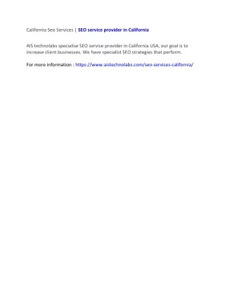 california seo services seo service provider