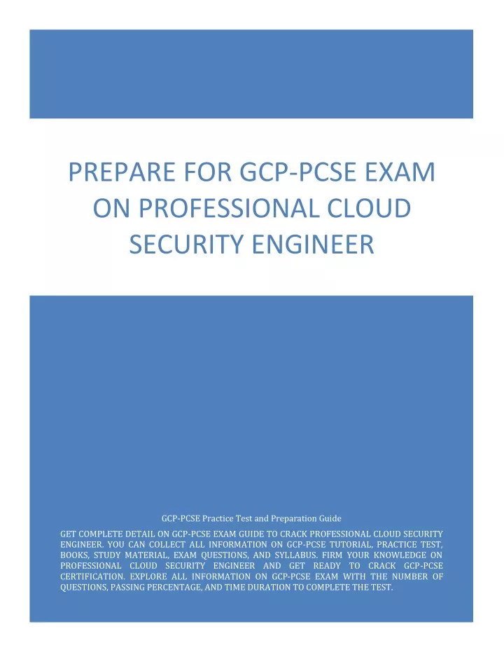 prepare for gcp pcse exam on professional cloud