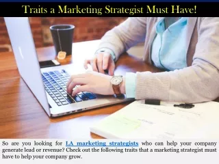 Traits a Marketing Strategist Must Have