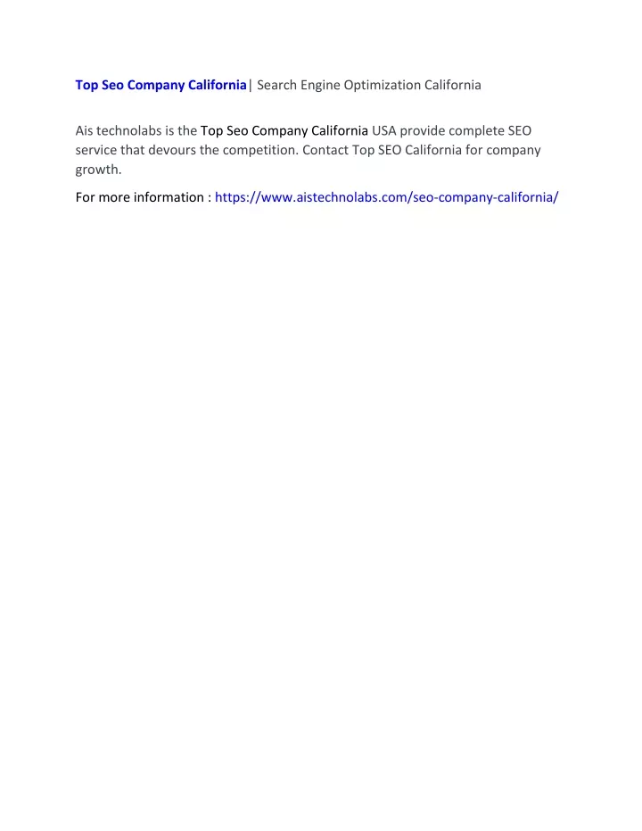 top seo company california search engine
