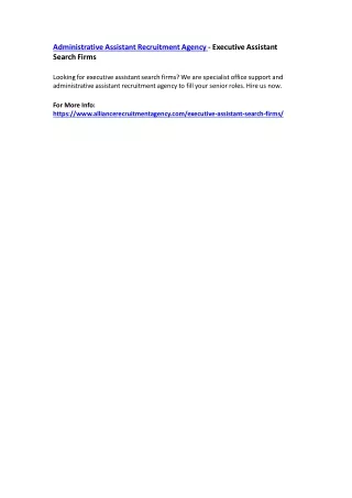 administrative assistant recruitment agency